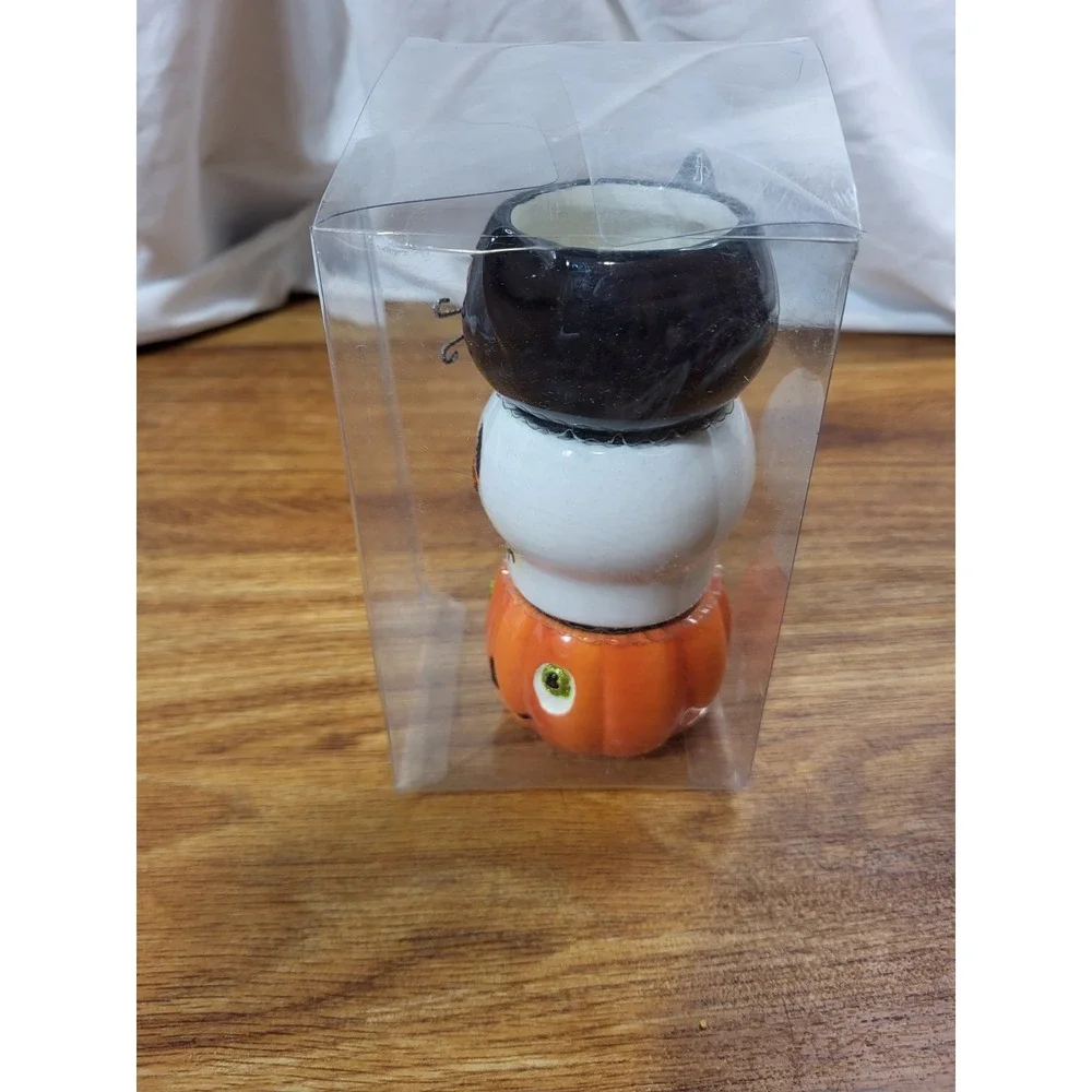 Halloween Tea light Holders Vintage Hallmark Cat Pumpkin Ghost - Stackable